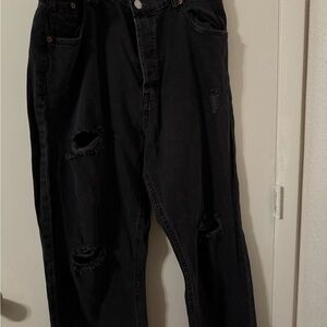 Aeropostale Women's Black Distressed baggy Jeans